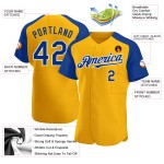 Maillot de baseball personnalisé à manches raglan Royal-White Gold Maillot de baseball personnalisé à manches raglan Royal-White Gold