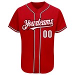 Maillot de baseball personnalisé authentique rouge blanc-noir Maillot de baseball personnalisé authentique rouge blanc-noir