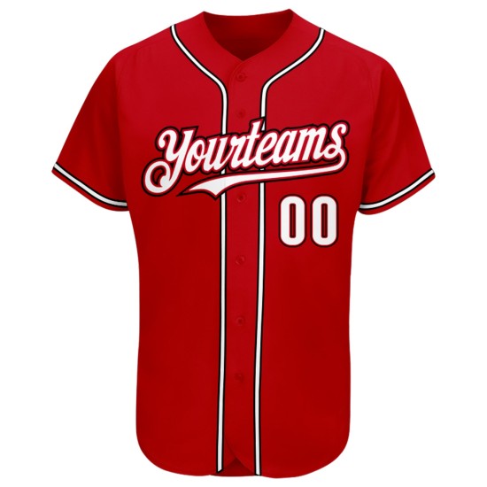 Maillot de baseball personnalisé authentique rouge blanc-noir Maillot de baseball personnalisé authentique rouge blanc-noir