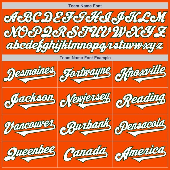 Maillot de baseball authentique orange, blanc et vert, ton personnalisé Maillot de baseball authentique orange, blanc et vert, ton personnalisé