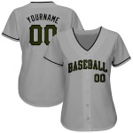 Maillot de baseball personnalisé authentique du Memorial Day, olive-noir-gris Maillot de baseball personnalisé authentique du Memorial Day, olive-noir-gris