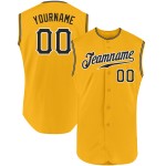 Maillot de baseball sans manches noir et blanc personnalisé, doré, authentique Maillot de baseball sans manches noir et blanc personnalisé, doré, authentique
