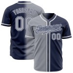Maillot de baseball personnalisé gris-blanc dégradé bleu marine Maillot de baseball personnalisé gris-blanc dégradé bleu marine