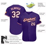 Maillot de baseball à rayures noires authentique, blanc, rouge et violet Maillot de baseball à rayures noires authentique, blanc, rouge et violet