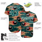 Maillot Hotrod avec motif vert baseball minuit motif personnalisé boule bowling authentique 3D flamme blanche Maillot Hotrod avec motif vert baseball minuit motif personnalisé boule bowling authentique 3D flamme blanche