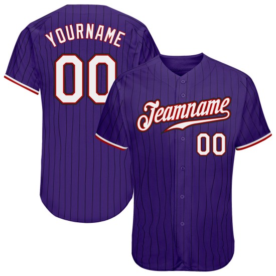 Maillot de baseball à rayures noires authentique, blanc, rouge et violet Maillot de baseball à rayures noires authentique, blanc, rouge et violet