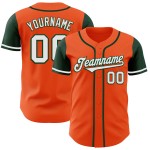 Maillot de baseball authentique orange, blanc et vert, ton personnalisé Maillot de baseball authentique orange, blanc et vert, ton personnalisé