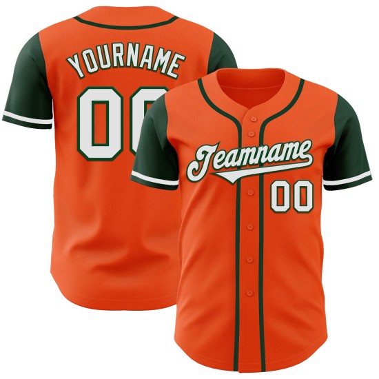Maillot de baseball authentique orange, blanc et vert, ton personnalisé Maillot de baseball authentique orange, blanc et vert, ton personnalisé