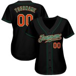 Maillot de baseball personnalisé Orange-Kelly noir authentique vert Maillot de baseball personnalisé Orange-Kelly noir authentique vert