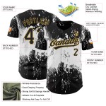 Motif blanc-vieux grunge, motif abstrait doré, maillot de baseball, art personnalisé, éclaboussures, noir authentique 3D Motif blanc-vieux grunge, motif abstrait doré, maillot de baseball, art personnalisé, éclaboussures, noir authentique 3D