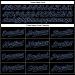 Maillot de baseball personnalisé noir et bleu clair, motif 3D authentique graffiti Maillot de baseball personnalisé noir et bleu clair, motif 3D authentique graffiti
