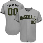 Maillot de baseball personnalisé authentique du Memorial Day, olive-noir-gris Maillot de baseball personnalisé authentique du Memorial Day, olive-noir-gris