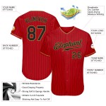 Maillot de baseball authentique à rayures rouges, doré, personnalisé, noir et vieux noir Maillot de baseball authentique à rayures rouges, doré, personnalisé, noir et vieux noir