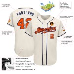 Maillot de baseball authentique orange-bleu marine personnalisé crème Maillot de baseball authentique orange-bleu marine personnalisé crème