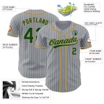 Maillot de baseball authentique gris doré à rayures fines vert ancien Maillot de baseball authentique gris doré à rayures fines vert ancien