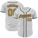 Maillot de baseball noir authentique, doré, personnalisé, blanc, rayures anciennes Maillot de baseball noir authentique, doré, personnalisé, blanc, rayures anciennes