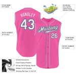 Maillot de baseball bleu sans manches rose authentique personnalisé blanc clair Maillot de baseball bleu sans manches rose authentique personnalisé blanc clair