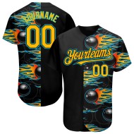 Authentique boule de bowling bleue, motif 3D Hotrod avec maillot de baseball noir personnalisé Gold-Lakes