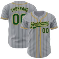 Maillot de baseball authentique gris doré à rayures fines vert ancien