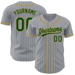 Maillot de baseball authentique gris doré à rayures fines vert ancien