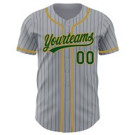 Maillot de baseball authentique gris doré à rayures fines vert ancien