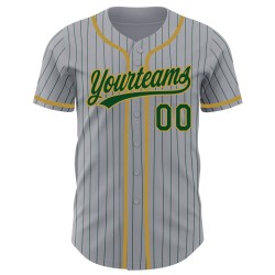 Maillot de baseball authentique gris doré à rayures fines vert ancien