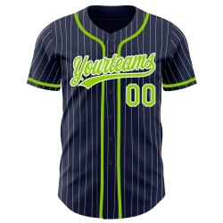 Maillot de baseball personnalisé authentique à rayures fines, bleu marine, vert et blanc