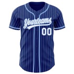 Maillot personnalisé à fines rayures blanc baseball bleu royal clair authentique Maillot personnalisé à fines rayures blanc baseball bleu royal clair authentique