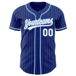 Maillot personnalisé à fines rayures blanc baseball bleu royal clair authentique