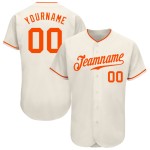 Maillot de baseball orange crème authentique personnalisé Maillot de baseball orange crème authentique personnalisé