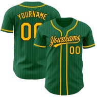 Maillot de baseball authentique à rayures noires, personnalisé, vert Kelly Gold