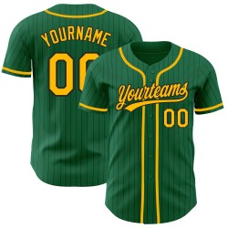 Maillot de baseball authentique à rayures noires, personnalisé, vert Kelly Gold