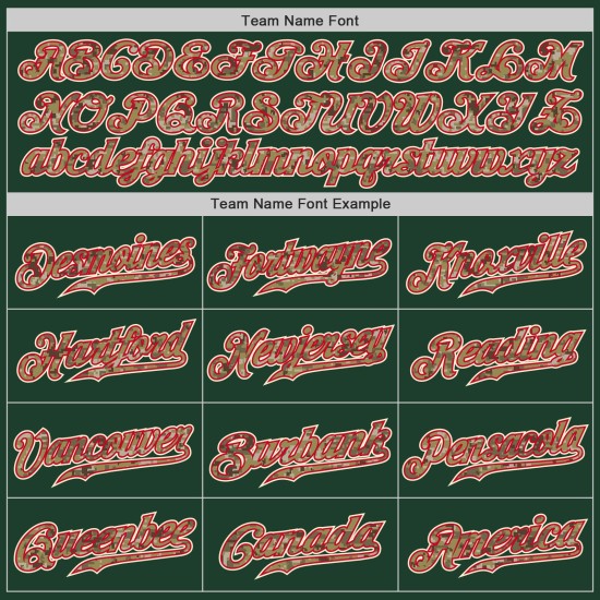 Maillot de baseball personnalisé authentique camouflage rouge vert Maillot de baseball personnalisé authentique camouflage rouge vert