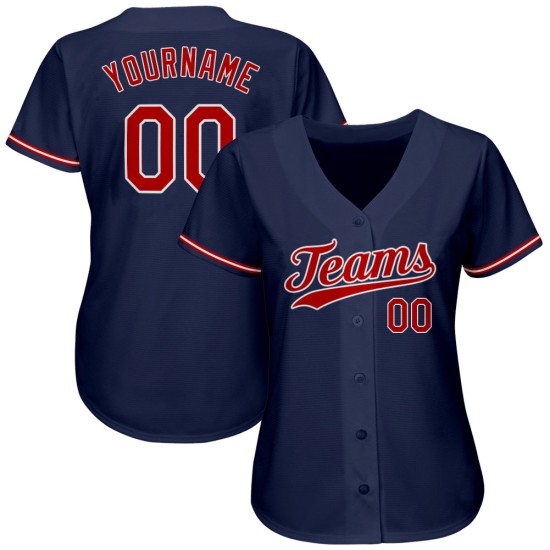 Maillot de baseball authentique personnalisé bleu marine rouge-blanc Maillot de baseball authentique personnalisé bleu marine rouge-blanc