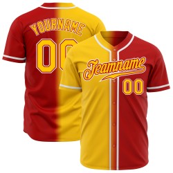 Maillot de baseball rouge dégradé personnalisé jaune-blanc authentique à la mode