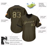 Chemise personnalisée authentique en jersey olive, motif camouflage de baseball, tricot côtelé noir, hommage au service, retour en arrière Chemise personnalisée authentique en jersey olive, motif camouflage de baseball, tricot côtelé noir, hommage au service, retour en arrière