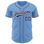 Maillot de baseball authentique bleu marine à rayures fines et blanc