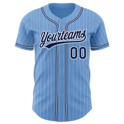 Maillot de baseball authentique bleu marine à rayures fines et blanc