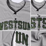 Maillot de baseball personnalisé authentique du Memorial Day, olive-noir-gris Maillot de baseball personnalisé authentique du Memorial Day, olive-noir-gris