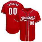Maillot de baseball personnalisé authentique rouge blanc-noir Maillot de baseball personnalisé authentique rouge blanc-noir