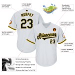 Maillot de baseball rétro en tricot côtelé, personnalisé, blanc, noir et or, authentique Maillot de baseball rétro en tricot côtelé, personnalisé, blanc, noir et or, authentique