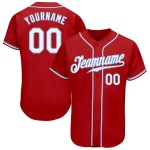 Maillot de baseball personnalisé bleu authentique blanc-rouge clair Maillot de baseball personnalisé bleu authentique blanc-rouge clair