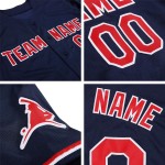 Maillot de baseball authentique personnalisé bleu marine rouge-blanc Maillot de baseball authentique personnalisé bleu marine rouge-blanc