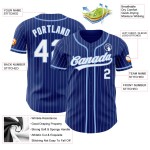 Maillot personnalisé à fines rayures blanc baseball bleu royal clair authentique Maillot personnalisé à fines rayures blanc baseball bleu royal clair authentique