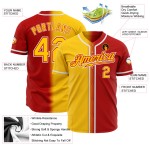 Maillot de baseball rouge dégradé personnalisé jaune-blanc authentique à la mode Maillot de baseball rouge dégradé personnalisé jaune-blanc authentique à la mode