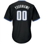 Maillot de baseball personnalisé authentique en jersey noir, blanc et bleu, en tricot côtelé, style rétro Maillot de baseball personnalisé authentique en jersey noir, blanc et bleu, en tricot côtelé, style rétro