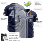 Maillot de baseball personnalisé gris-blanc dégradé bleu marine Maillot de baseball personnalisé gris-blanc dégradé bleu marine