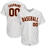 Maillot de baseball marron-orange blanc authentique à rayures personnalisées marron Maillot de baseball marron-orange blanc authentique à rayures personnalisées marron