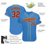 Maillot de baseball rouge personnalisé bleu authentique à fines rayures rouge-or Maillot de baseball rouge personnalisé bleu authentique à fines rayures rouge-or