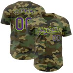 Maillot de baseball camouflage authentique Salute Custom To Purple-Neon Green Maillot de baseball camouflage authentique Salute Custom To Purple-Neon Green